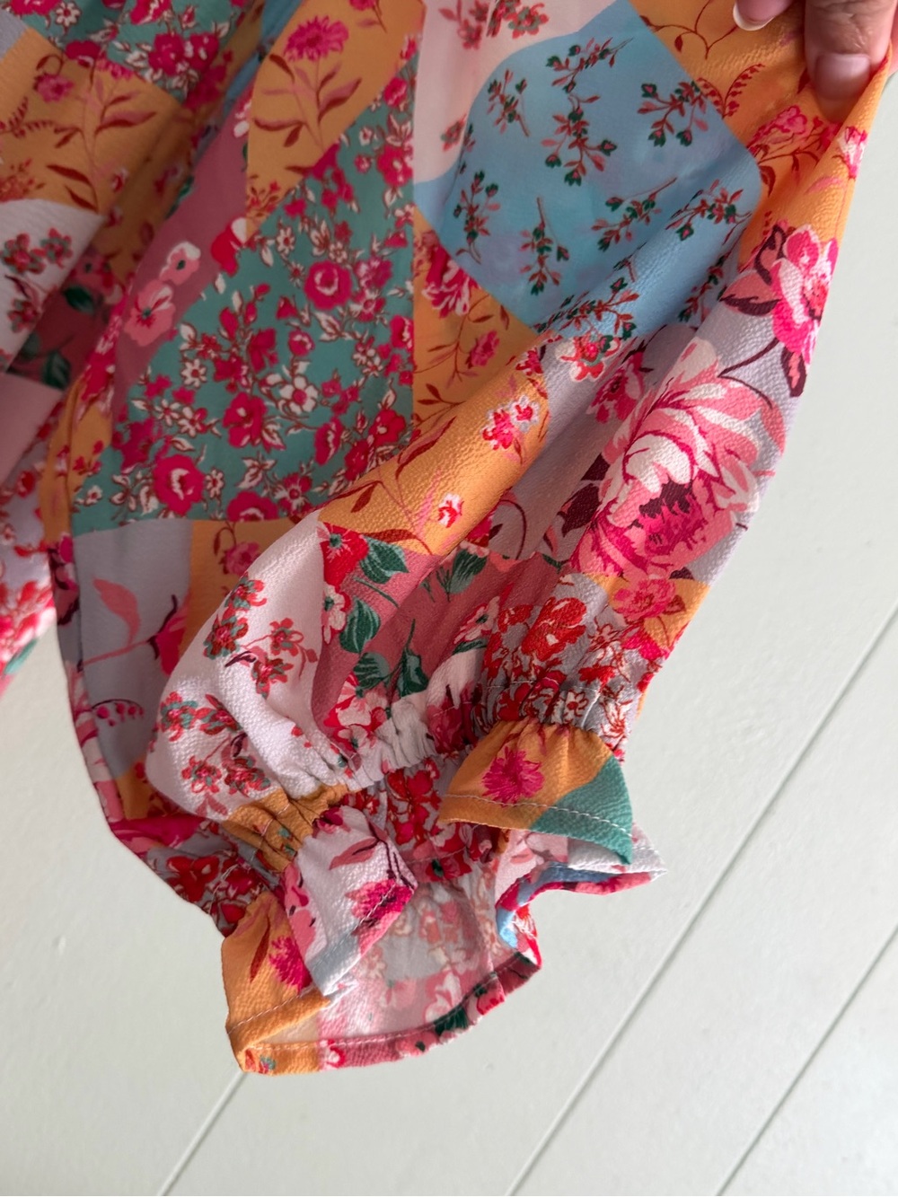 Umgee Floral Patchwork Long Sleeve Shift Dress cottagecore romantic festival - Picture 11 of 14